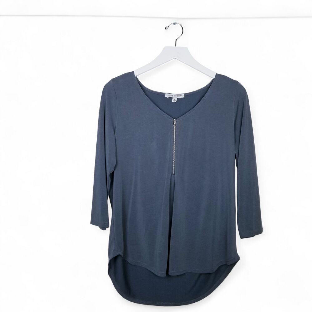 GREEN ENVELOPE Los Angeles Quarter Zip Soft V-neck Modal Top - Size L